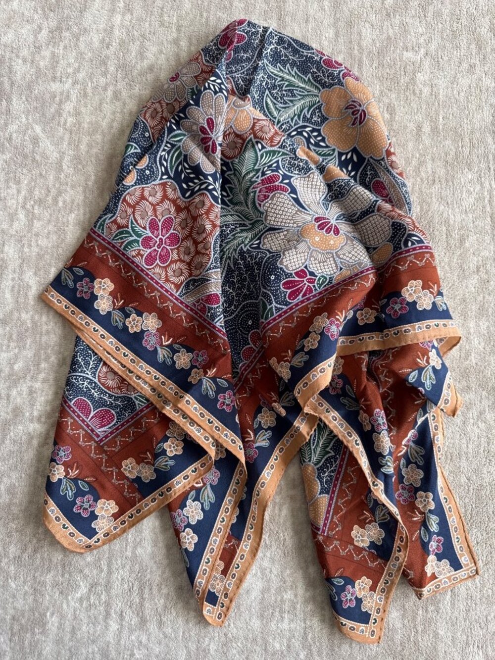 Floral Bird Vibrant Square Silk Scarf Spring Summer Fall